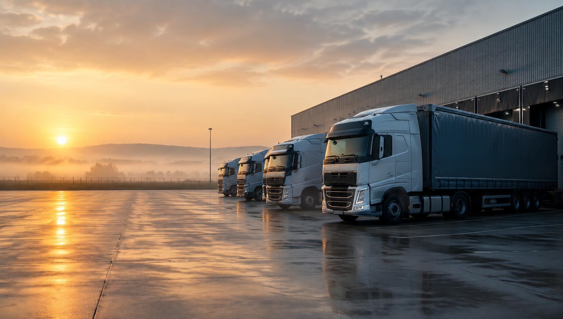 UK haulage fleet at a depot